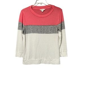Market & Spruce Pink Stripe Colorblock Pullover shirt size Small